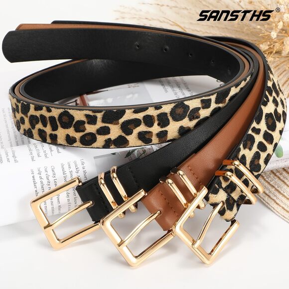1435 3 Pack Women Leather Belts For Jeans Pants Dresses Fashion Ladies
